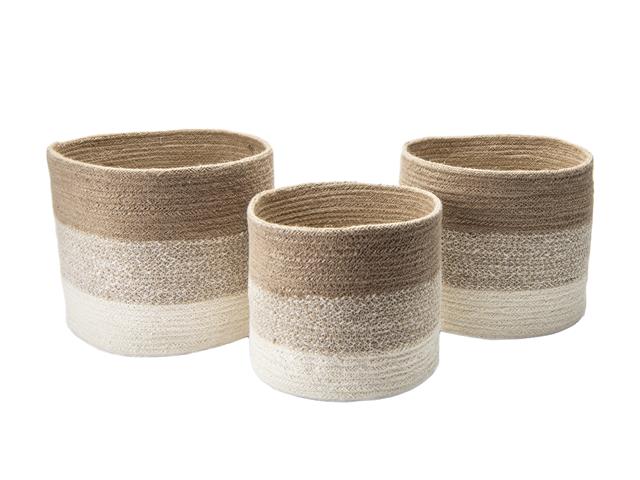 3 PC ROUND STRIPE JUTE BASKET