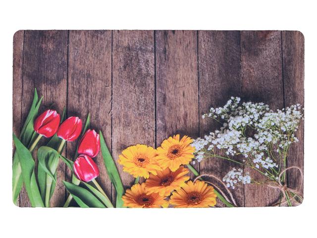 PRINTED RUBBER MAT (FLORAL ON PLANK)