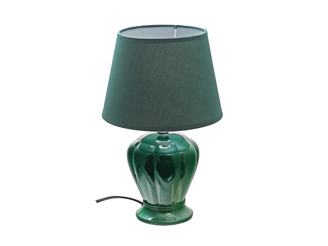 CERAMIC TABLE LAMP WITH SHADE 14.6" (EMERALD)