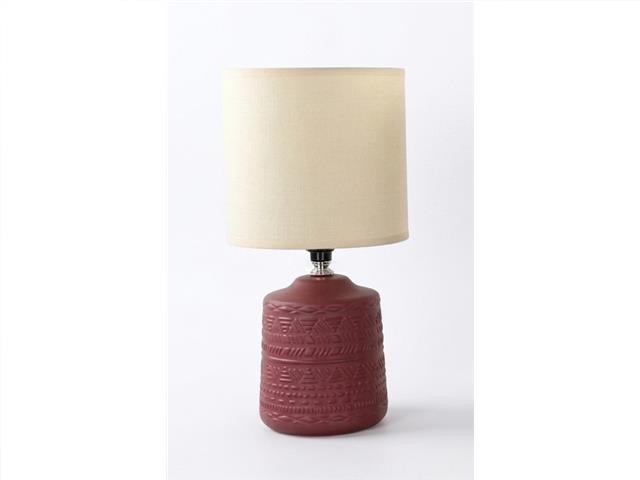 CERAMIC TABLE LAMP WITH SHADE (CANYON) (BURGUNDY)