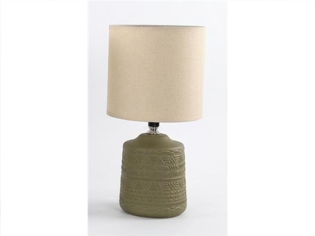 CERAMIC TABLE LAMP WITH SHADE (CANYON) (OLIVE)