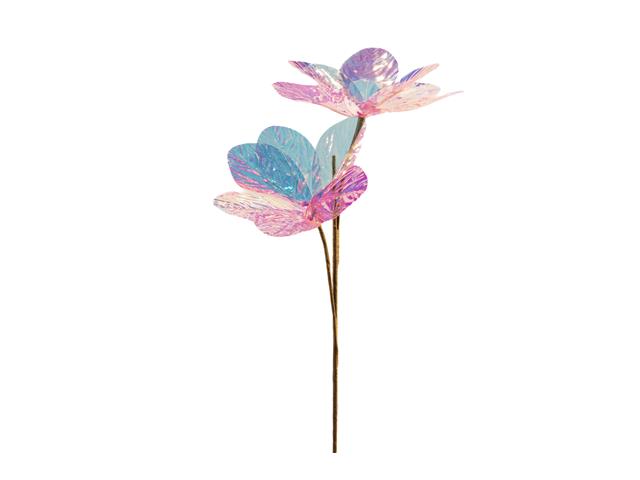 30" IRIDESCENT TWO FLOWER BRANCH
