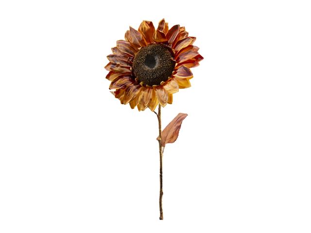 27" SUNFLOWER WITH LEAVES BRANCH (ORANGE)