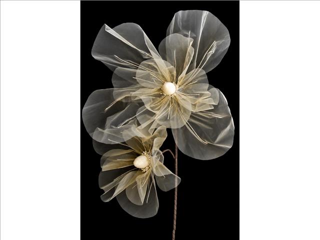 37.5" 2 HEAD LONG STEM ORGANZA PICK (WHITE)