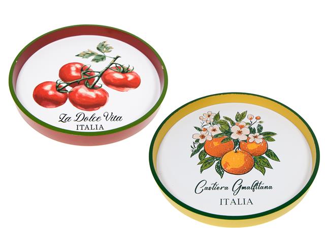 12" ROUND MDF TRAY (TOMATOES AND ORANGES - ASSTD)