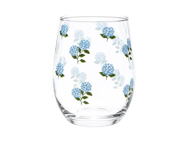 PRINTED DRINKING GLASS (HYDRANGEA)