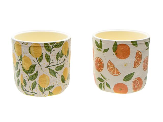 5" CERAMIC PLANTER (ORANGE/LEMON) (ASSTD)