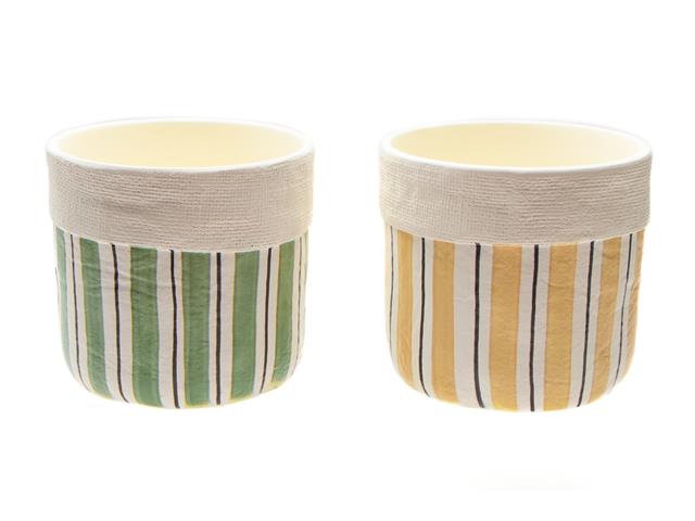 7" CERAMIC PLANTER (VERTICAL STRIPES) (ASSTD)