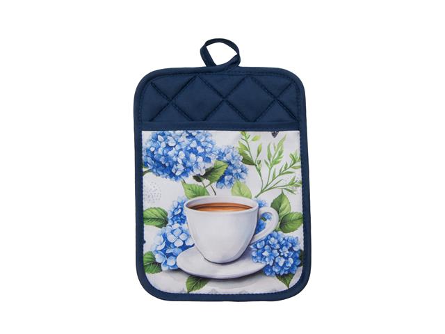 POT HOLDER WITH POCKET (HYDRANGEAS AND COFFEE)