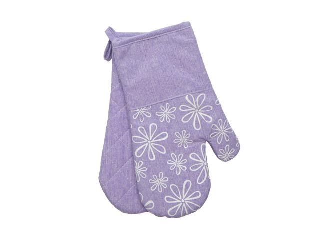13" SILICONE OVEN MITTS (2 PCS) (PURPLE FLORAL)