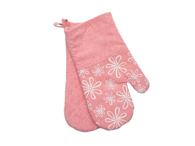 13" SILICONE OVEN MITTS (2 PCS) (PINK FLORAL)