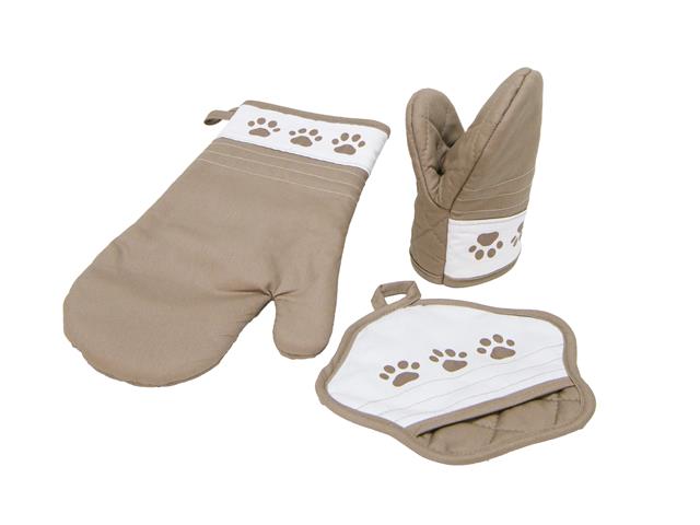 3 PC KITCHEN SET (BROWN PAW PRINTS)