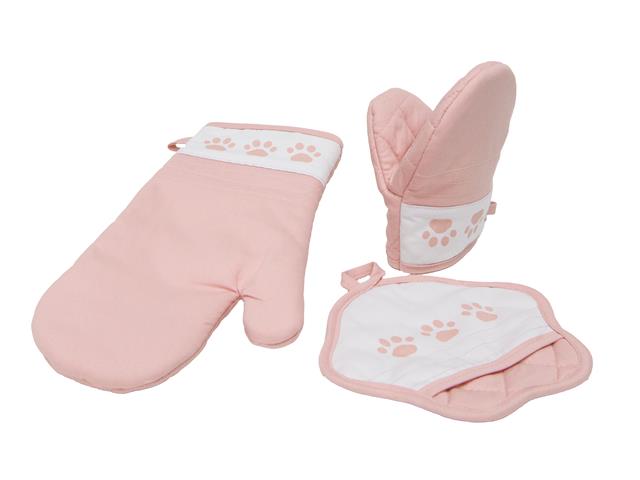 3 PC KITCHEN SET (PINK PAW PRINTS)