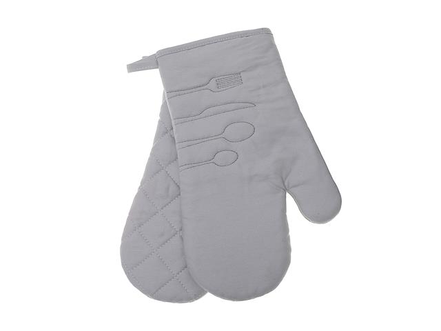 2 PC UTENSIL FRONT STITCHED OVEN MITT (13") (LIGHT GREY)