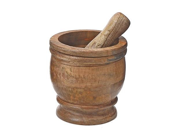 MANGO WOOD MORTAR & PESTLE (5")