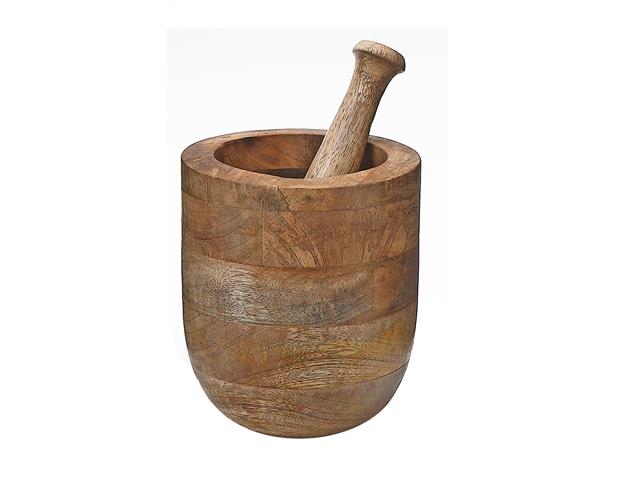 MANGO WOOD MORTAR & PESTLE (5.5")