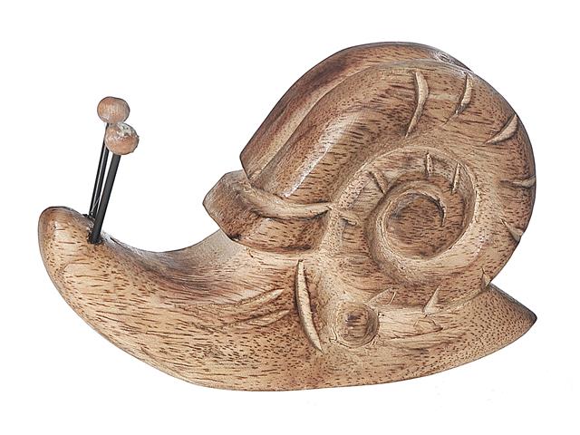 MANGO WOOD CRAVED SNAIL DECOR 6"H (LARGE)