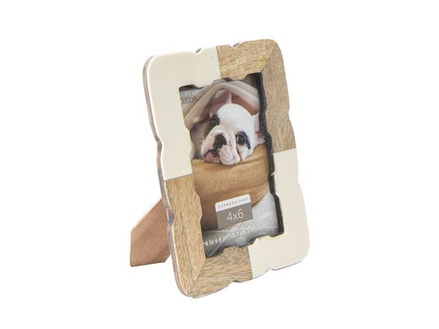4X6" WOOD AND RESIN PHOTO FRAME (WHITE)