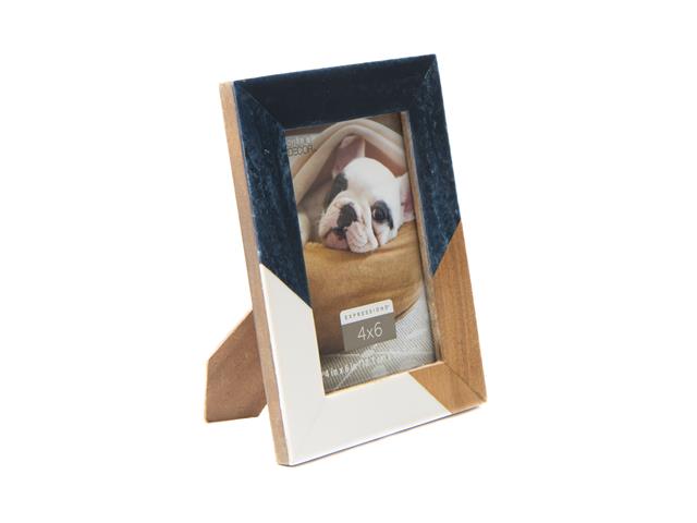 4X6" WOOD AND RESIN PHOTO FRAME (BLUE AND WHITE)