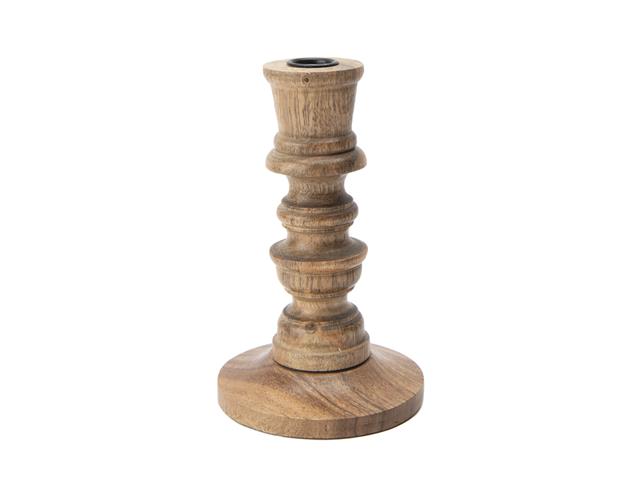 6.5" ACACIA WOOD TAPER CANDLE HOLDER