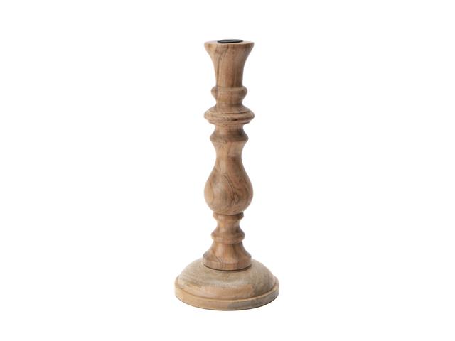 15" ACACIA WOOD TAPER CANDLE HOLDER