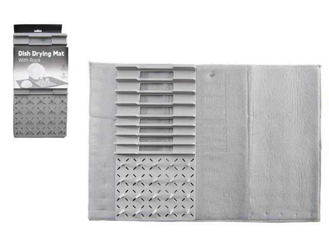 MICROFIBRE DRYING MAT SET (MAT & RECT. RACK) (GREY)