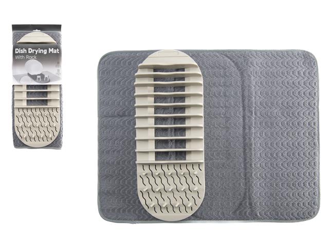 MICROFIBRE DRYING MAT SET (MAT & OVAL RACK) (TAUPE)