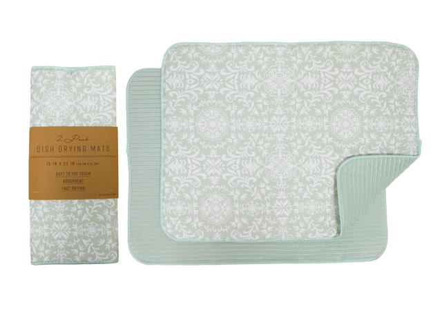 MICROFIBRE DRYING MAT SET OF 2  (GREEN)