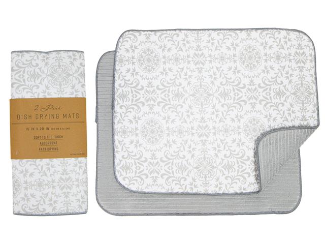 MICROFIBRE DRYING MAT SET OF 2  (GRAY)