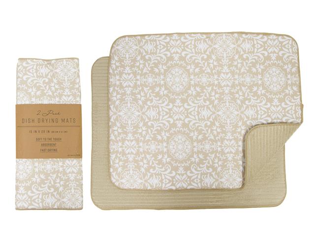 MICROFIBRE DRYING MAT SET OF 2  (TAUPE)
