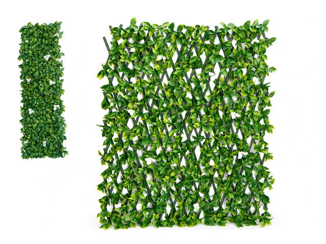GREEN WITH WHITE FLOWERS FOLIAGE EXPANDABLE FENCE (10" X 47")