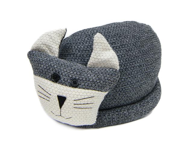 DOOR STOPPER (CURLED UP GRAY CAT)