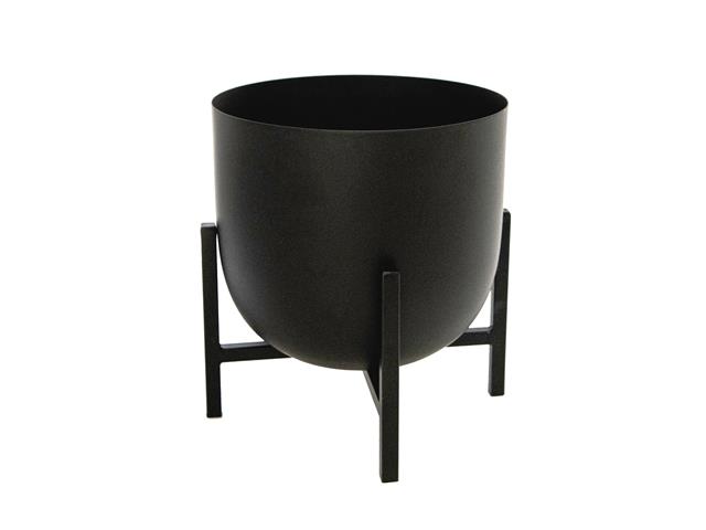 7.5" ROUND PLANTER WITH STAND (BLACK)