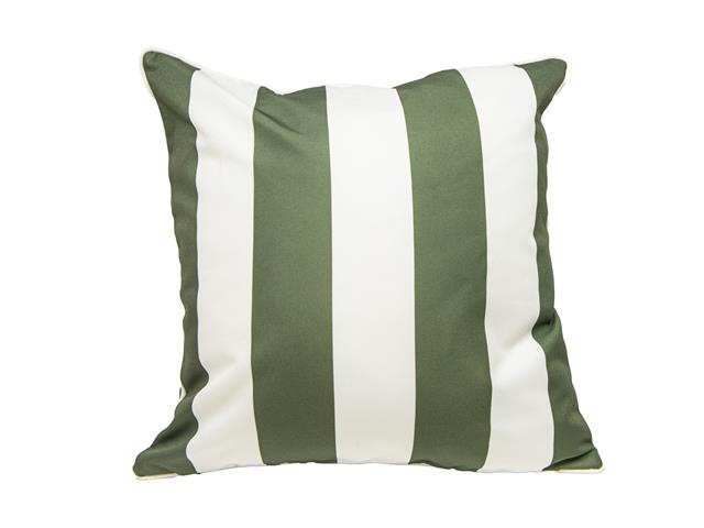 OUTDOOR WATERPROOF CUSHION (STRIPED SAGE GREEN/WHITE)