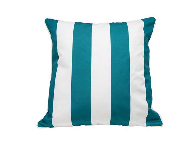 OUTDOOR WATERPROOF CUSHION (STRIPED TEAL/WHITE)