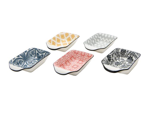 RECT. CERAMIC SAUCE TRAY WITH HANDLE (ASSTD)