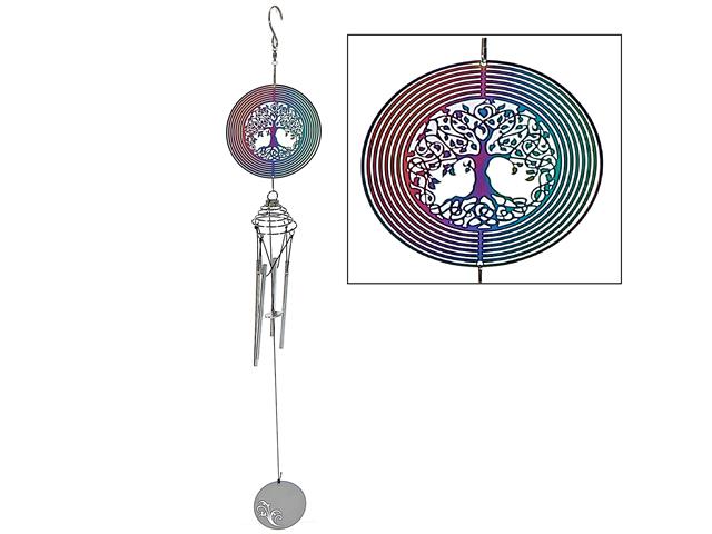 23" COLORFUL TREE OF LIFE SPINNER & WIND CHIME