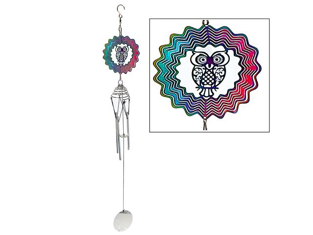 23" COLORFUL OWL SPINNER & WIND CHIME