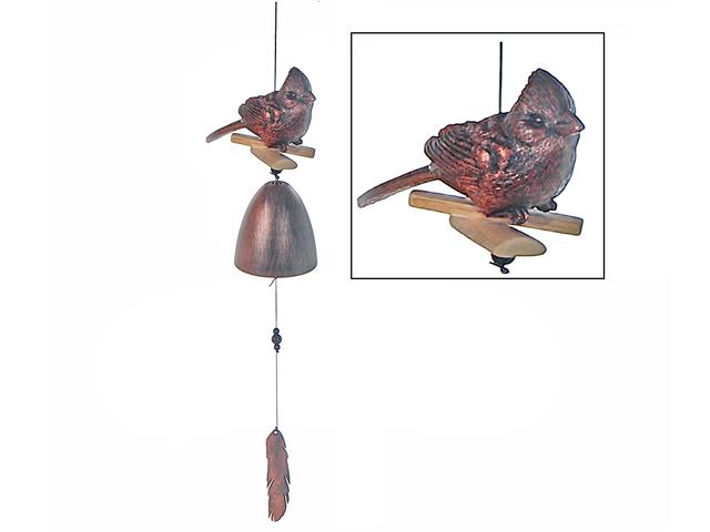 24" COPPER CARDINAL BELL WITH FEATHER
