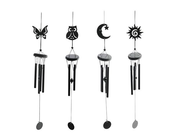 27" BLACK METAL WINDCHIME WITH ORNAMENTS (ASSTD)