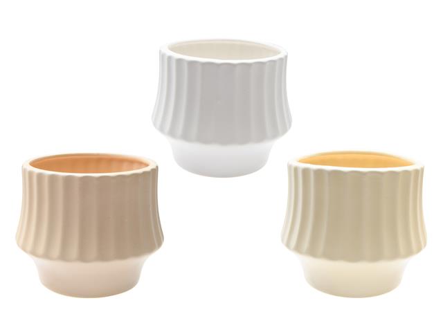 CERAMIC PLANTER (ASSTD) (RIBBED)