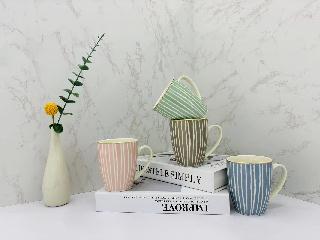 CERAMIC MUG (ASSTD) (CHALK STRIPE)