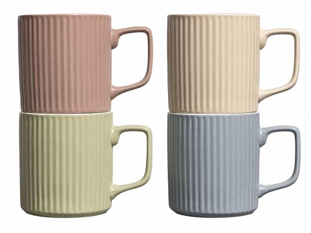CERAMIC MUG (ASSTD) (RIBBED)