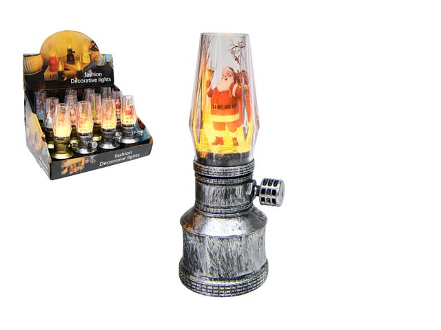 LED SANTA LANTERN WITH BRUSHED FINISH (ASSTD)(12/DISP)