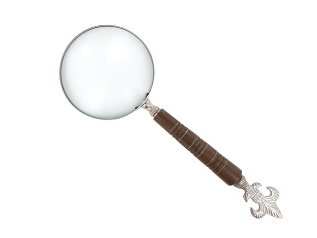 MAGNIFYING GLASS WITH WOOD HANDLE (FLEUR DE LIS)