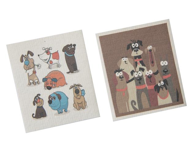 SWEDISH DISH CLOTH 2PC (CURIOUS DOGS) (ASSTD)