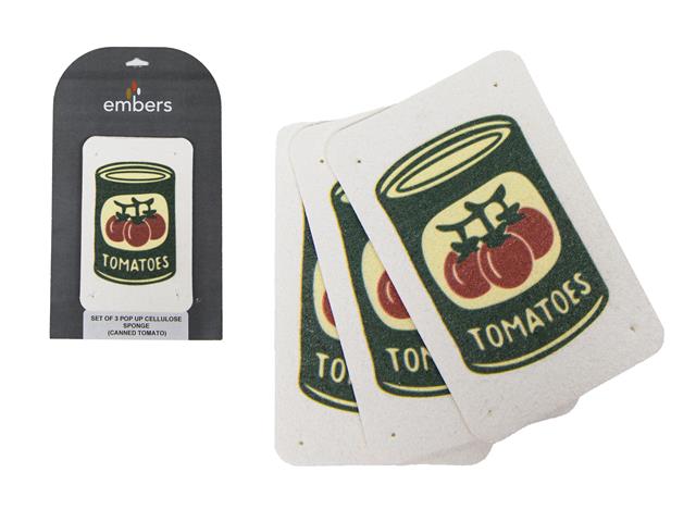 SET OF 3 POP UP CELLULOSE SPONGE (CANNED TOMATO)