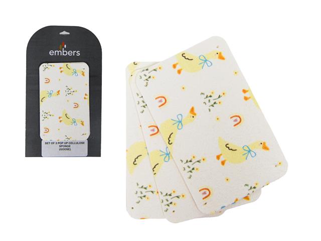 SET OF 3 POP UP CELLULOSE SPONGE (GOOSE)
