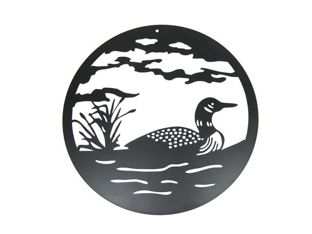METAL BLACK WALL DECOR (LOON ON LAKE)