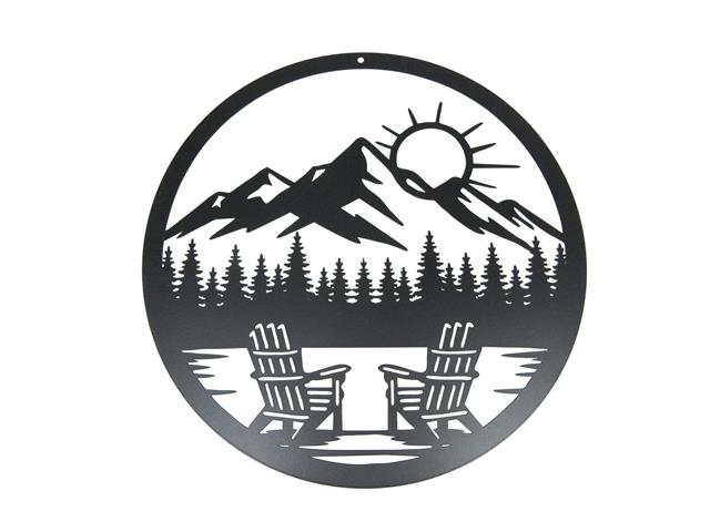 METAL BLACK WALL DECOR (CHAIRS OVERLOOKING MOUNTAINS)